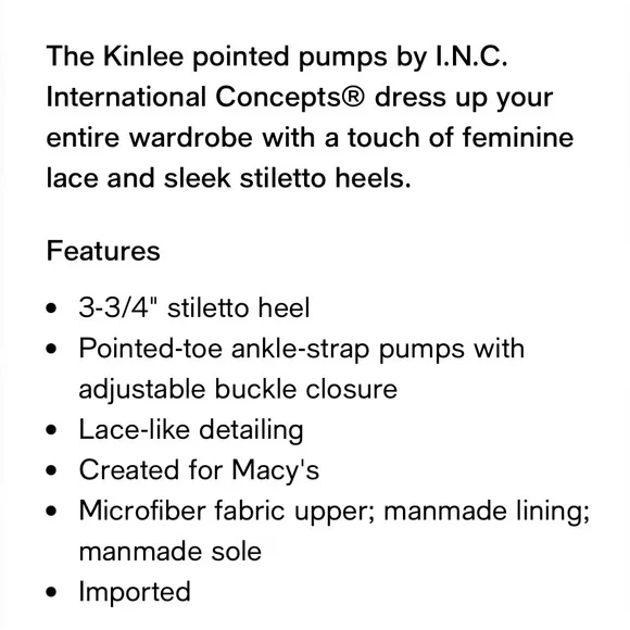 INC Kinlee Black Lace Pointed Stilettos Sz 10.5 BNWB - Picture 7 of 9